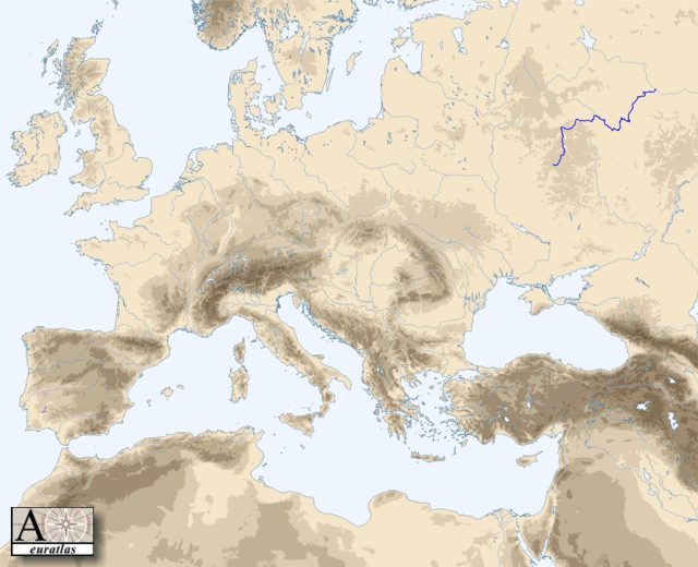 Mise en vidence de la rivire Oka sur la carte de l'Europe