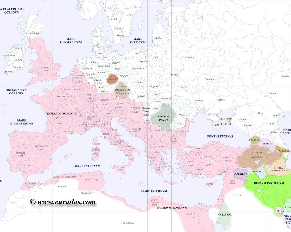 Political map of Europe, year 100