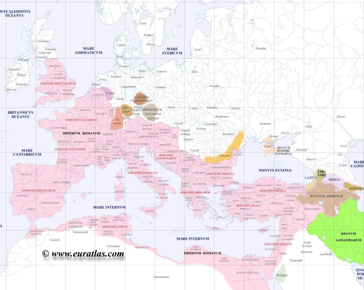 Political map of Europe, year 300