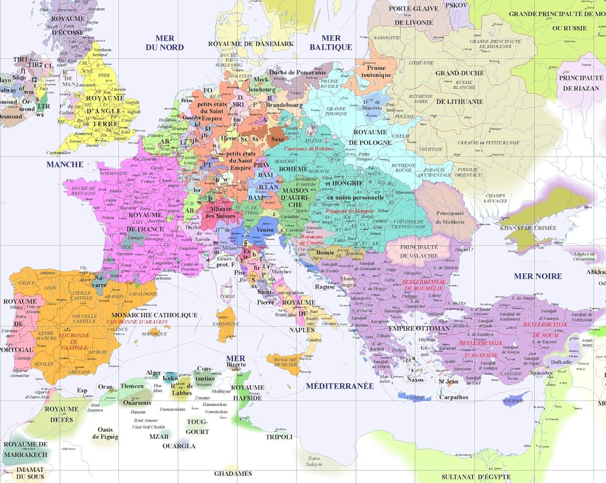 carte politique complète an 1500
