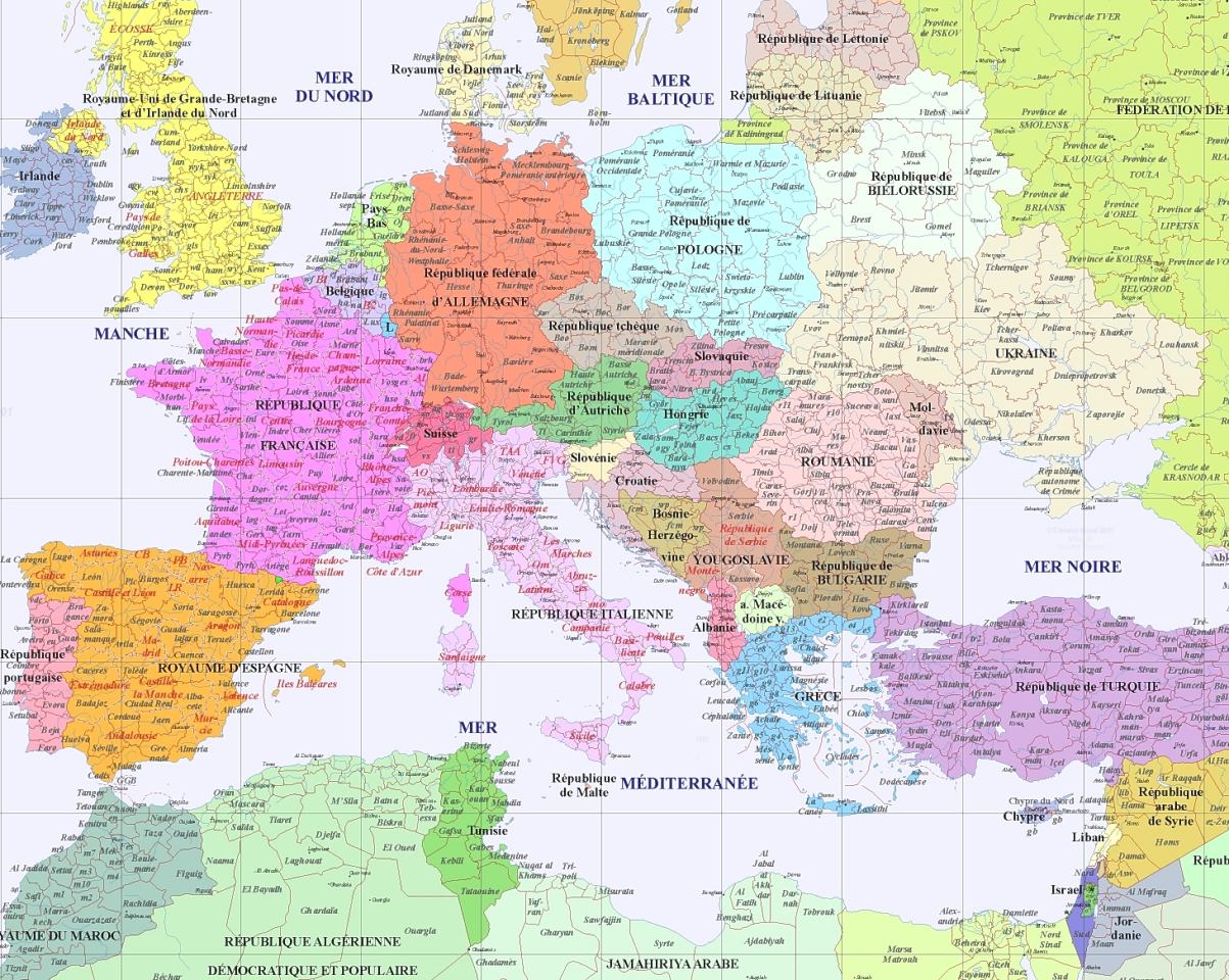 Europe carte politique complète, an 2000