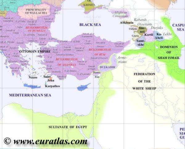 map southeast, 1500